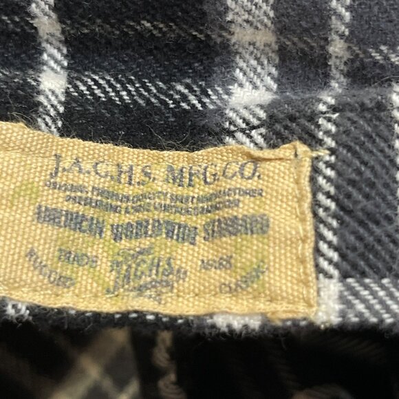 JACHS Flannel Shirt Button Front Black White Plaid XL Extra Large Thick Fabric - Picture 6 of 8